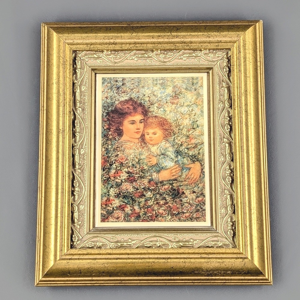 Edna Hibel Paradise Forever Framed Tile Art Golden Image Collection BXK1AF/2